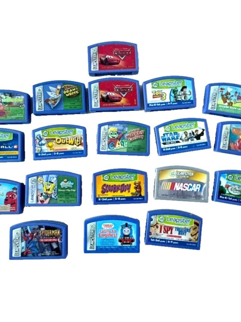 Leapfrog Leapster Lot 19 Game Cartridge Disney Fairies Spiderman Scooby Doo Cars